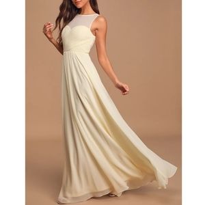 Lulu's Chiffon Maxi Dress Off White NWT XS